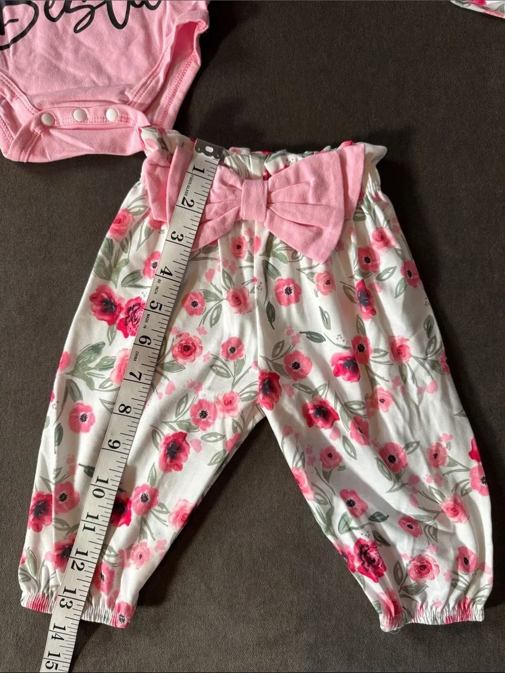 PatPat Pink Floral 'Auntie is My Bestie' Baby 3-Piece Outfit 0-3 months NEW
